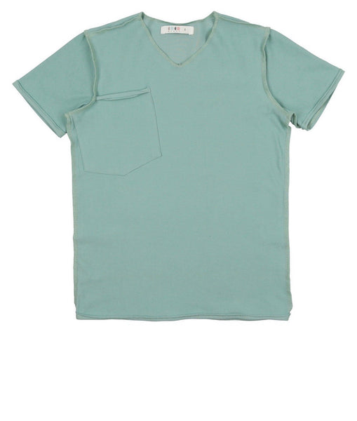 Coco Blanc Sage Green French Terry  V neck Tee
