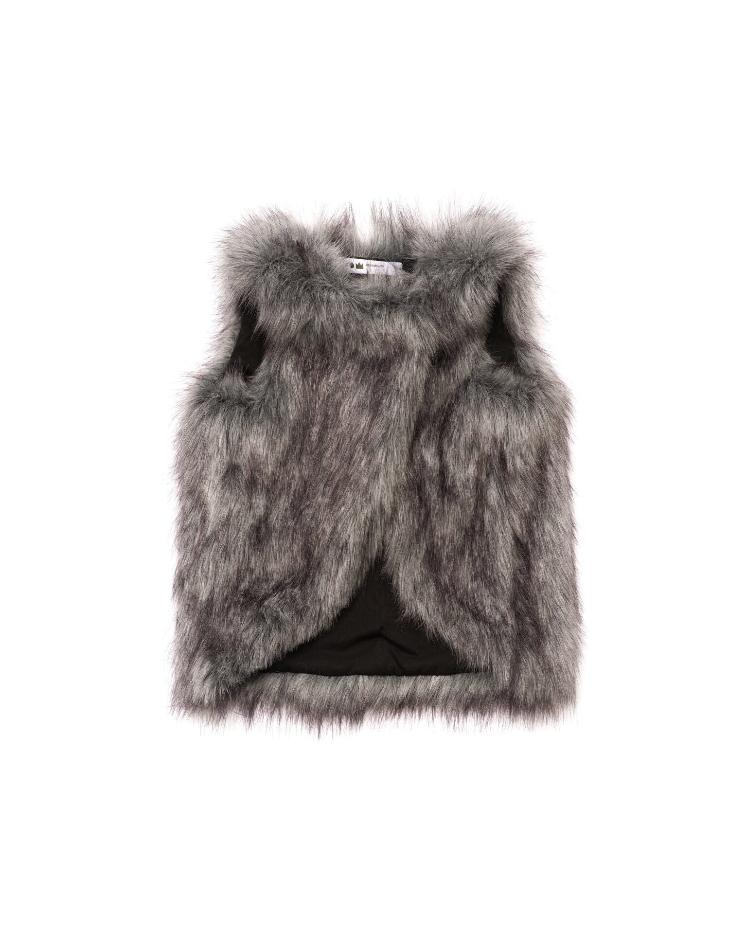 OMAMImini Husky Grey Faux Fur Vest – Panda and Cub