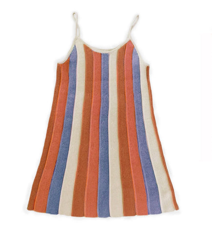 Oeuf Burnt Orange Stripe Pleat Dress