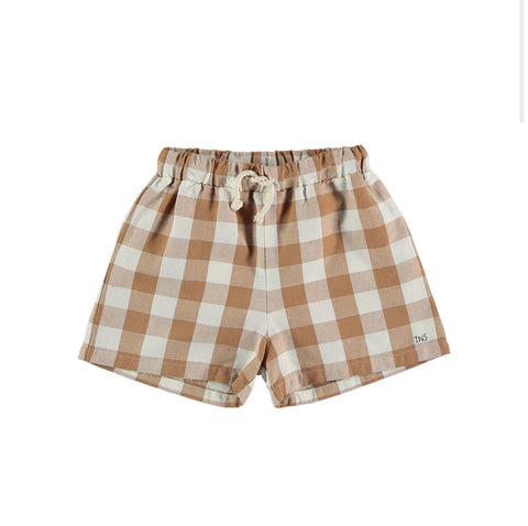 The New Society Camel Check Acacia Shorts