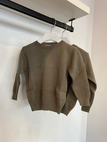 Nupkeet Olive Textured Pullover Sweater