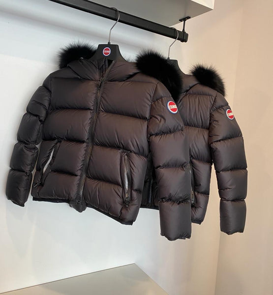 Colmar Matte Black Fur Hooded Winter Jacket