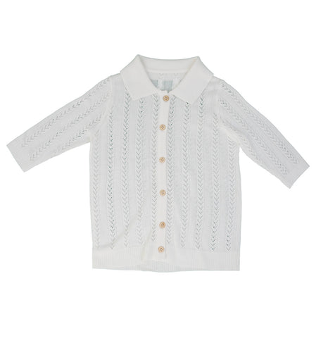 Belati Ivory Crochet Knit Cardigan