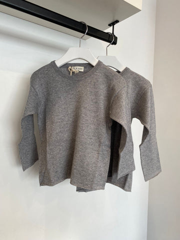Babe & Tess Grey Melange Crewneck Sweater