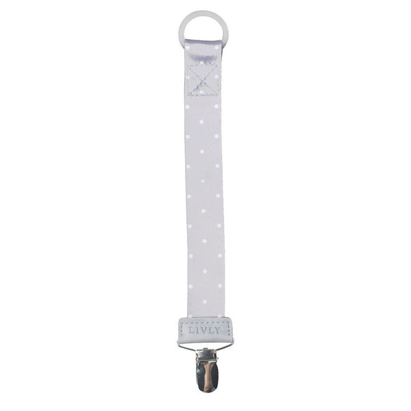 Livly Stockholm Grey White Dots Pacifier Holder Clip
