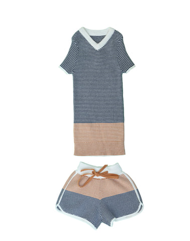 Belati Blue Striped Knit Set