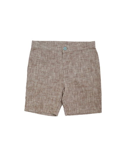 Belati Brown Grain Linen Bermuda Shorts