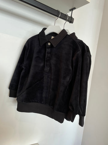 Lil Legs Black Velour Sweatshirt Polo