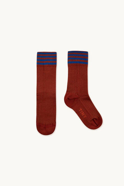 Tinycottons Dark Copper/ Ultramarine Stripes Medium Socks