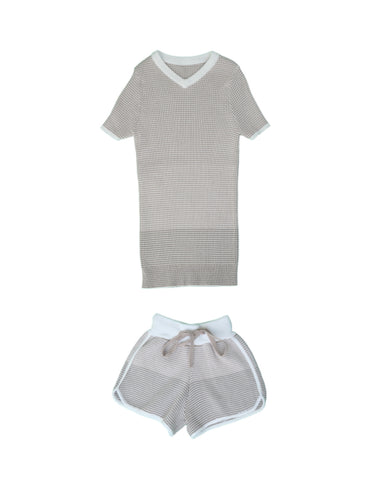 Belati Olive Striped Knit Set