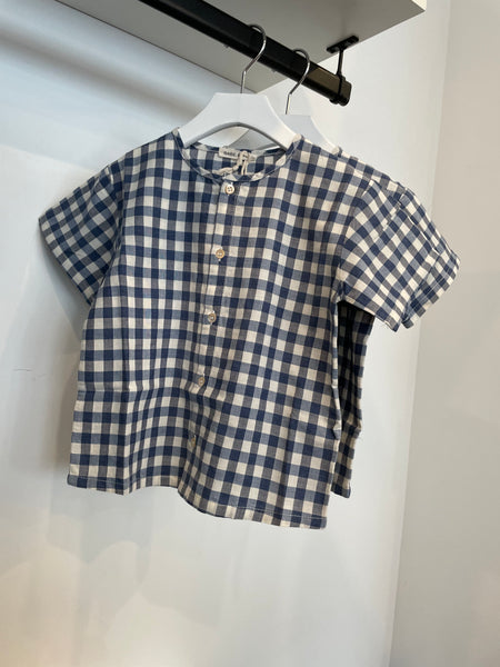 Babe & Tess Blue Check Button Shirt