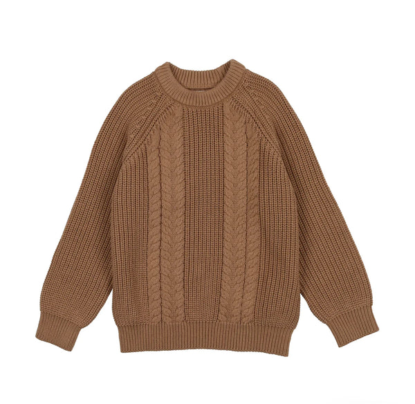 Coco Blanc Camel Cable Knit Sweater