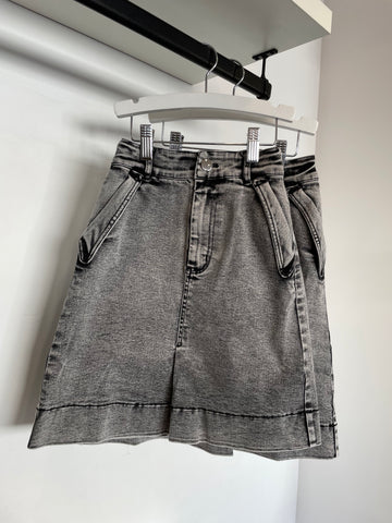 Steph The Label Grey Stone Wash Denim Pencil Skirt