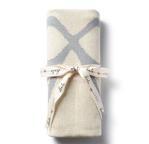 Halo Luxe Blue Knit Bow Blanket