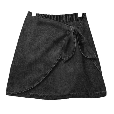Andorine Black Denim Wrap Skirt