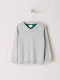 Nanos Heather Grey V-neck Cotton Sweater