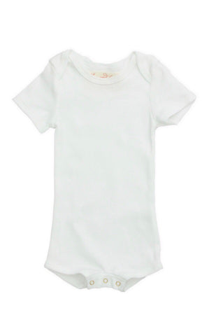 Flora and Henri Short Sleeve Onesie With Snaps White