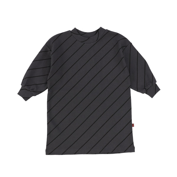 Wynken Charcoal & Black Diagonal Stripe Rib DRESS