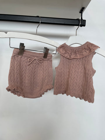 Bebe Organic Dusty Rose Mabel Top & Bloomer Set