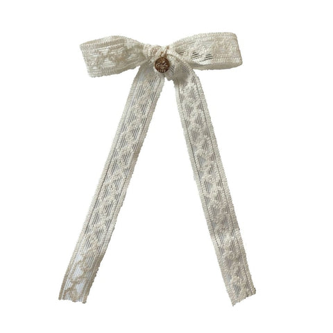 Halo Luxe Ivory Isla Lace Knit Long Tail Clip