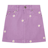 Hundred Pieces Purple Embroidered Flower Denim Skirt