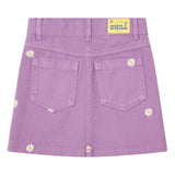 Hundred Pieces Purple Embroidered Flower Denim Skirt