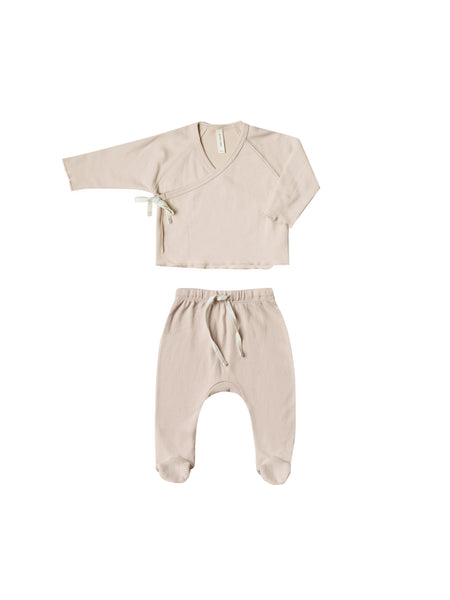 Quincy Mae Rose Kimono Top + Footed Pant Set