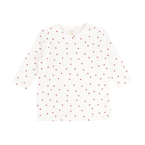 Lil Legs White Strawberry Three Quarter Sleeve T-shirt