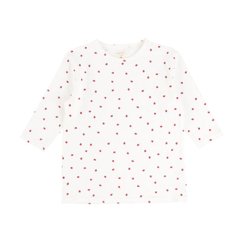 Lil Legs White Strawberry Three Quarter Sleeve T-shirt