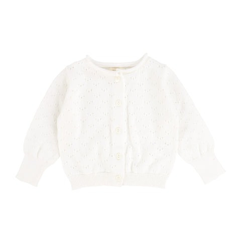 Lil Legs Winter White Pointelle Cardigan