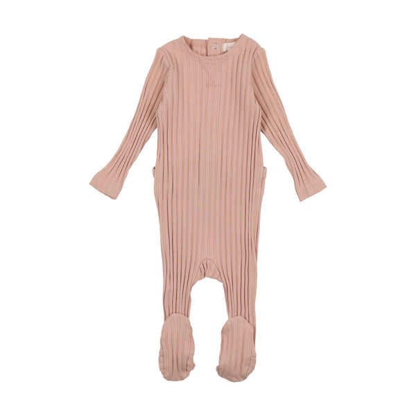 Lil Legs Baby Pink Wide Ribbed Footie