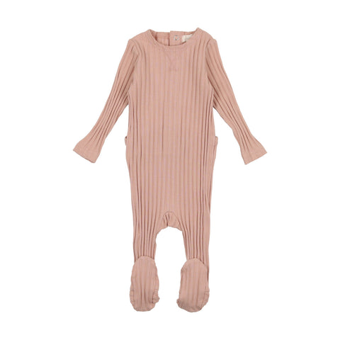 Lil Legs Baby Pink Wide Ribbed Footie
