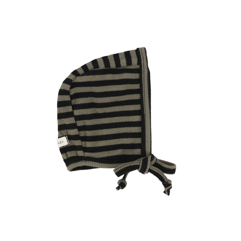 Lil Legs Olive/Black Classic Ribbed Bonnet