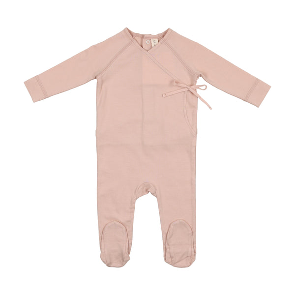 Lil Legs Pale Pink Brushed Cotton Wrapover Footie