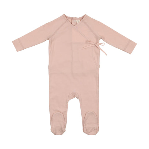 Lil Legs Pale Pink Brushed Cotton Wrapover Footie