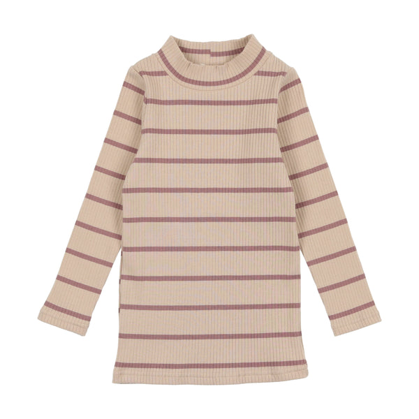 Lil Legs Berry Stripe Rib Mock Neck