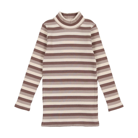 Lil Legs Multi Brown Stripe Rib Mock Neck