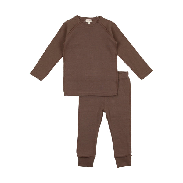Lil Legs Taupe Boys Ribbed Set