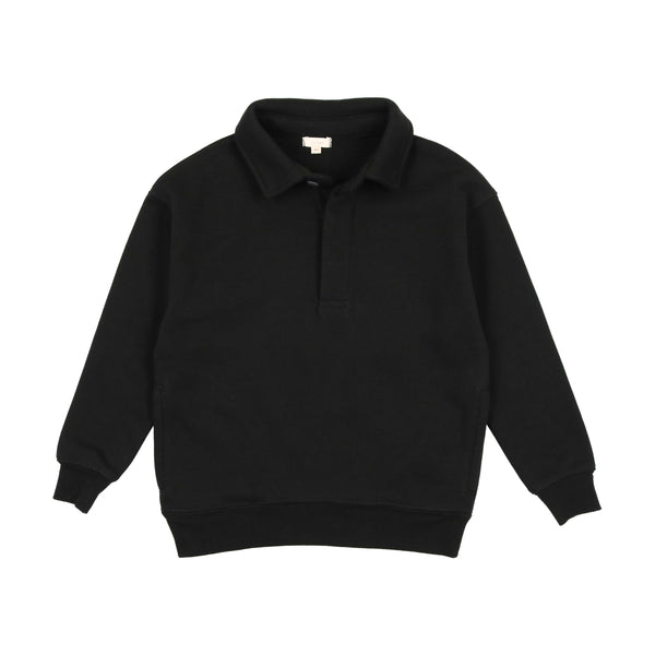 Lil Legs Black Boys Polo Sweatshirt