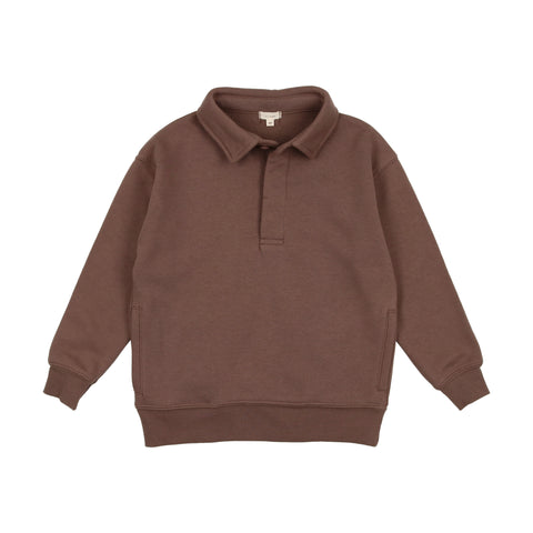 Lil Legs Taupe Boys Polo Sweatshirt