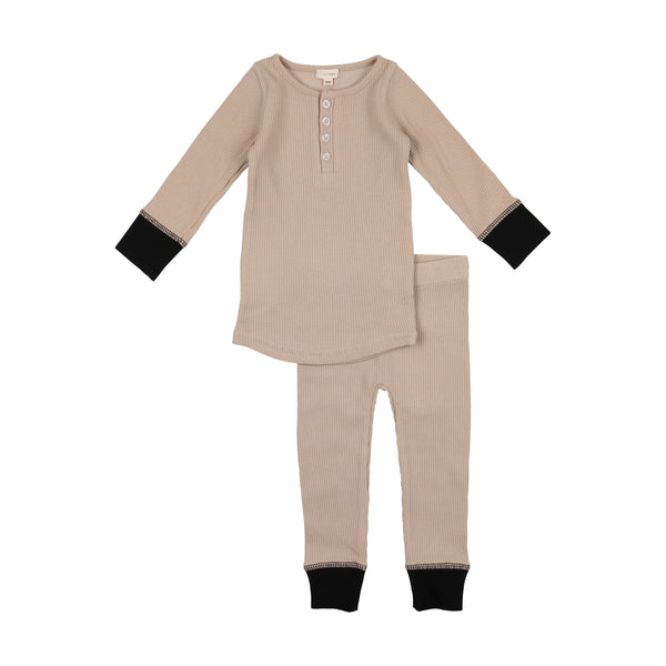 Lil Legs Tan Waffle PJ Set