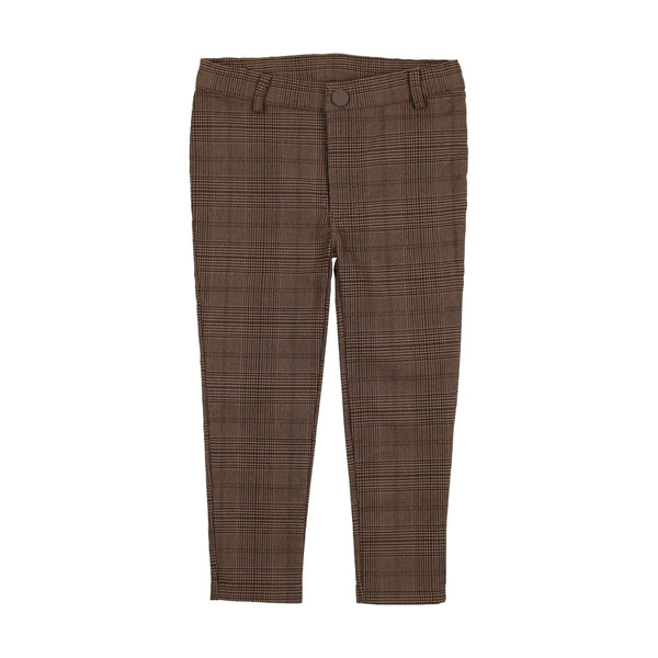 Lil Legs Brown Plaid Printed Pants