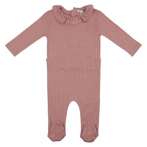 Bebe Organic Rose Lace Collar Footie