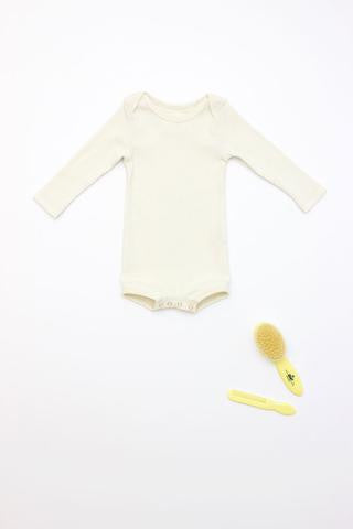 Flora and Henri Long Sleeve Onesie With Snaps Sand