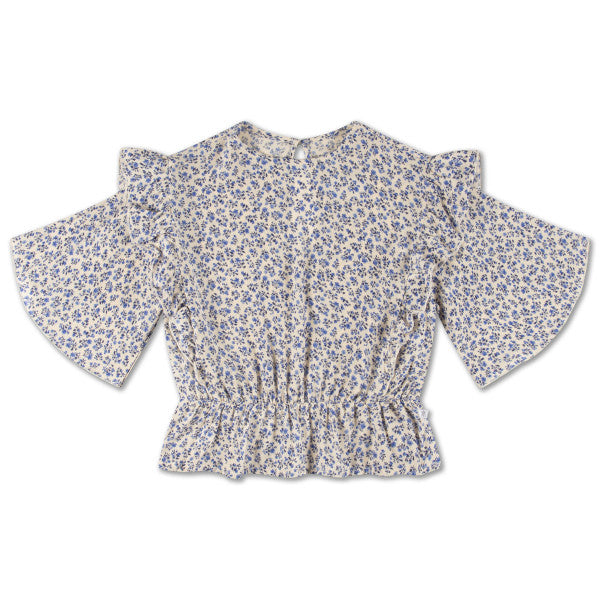 Repose Delfst Blue Flower Ruffle Top