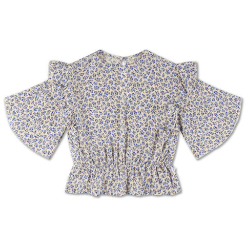 Repose Delfst Blue Flower Ruffle Top