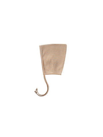 Quincy Mae Walnut Stripe Ribbed Pixie Bonnet