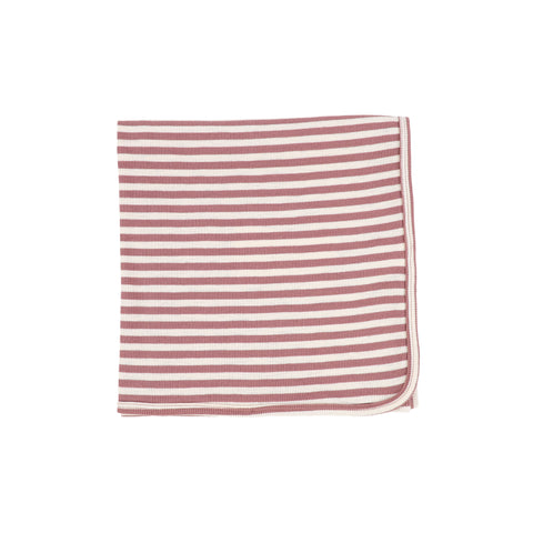 Lil Legs Rosewood/Stone Stripe Classic Ribbed Blanket