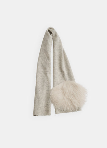 Belle Enfant Silver Marl Scarf with Shearling Fur Pom Pom