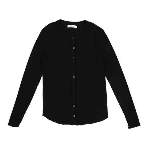 Coco Blanc Black Ribbed Button Tee